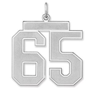 Sterling Silver, Jersey Collection, Extra Large Number 65 Pendant